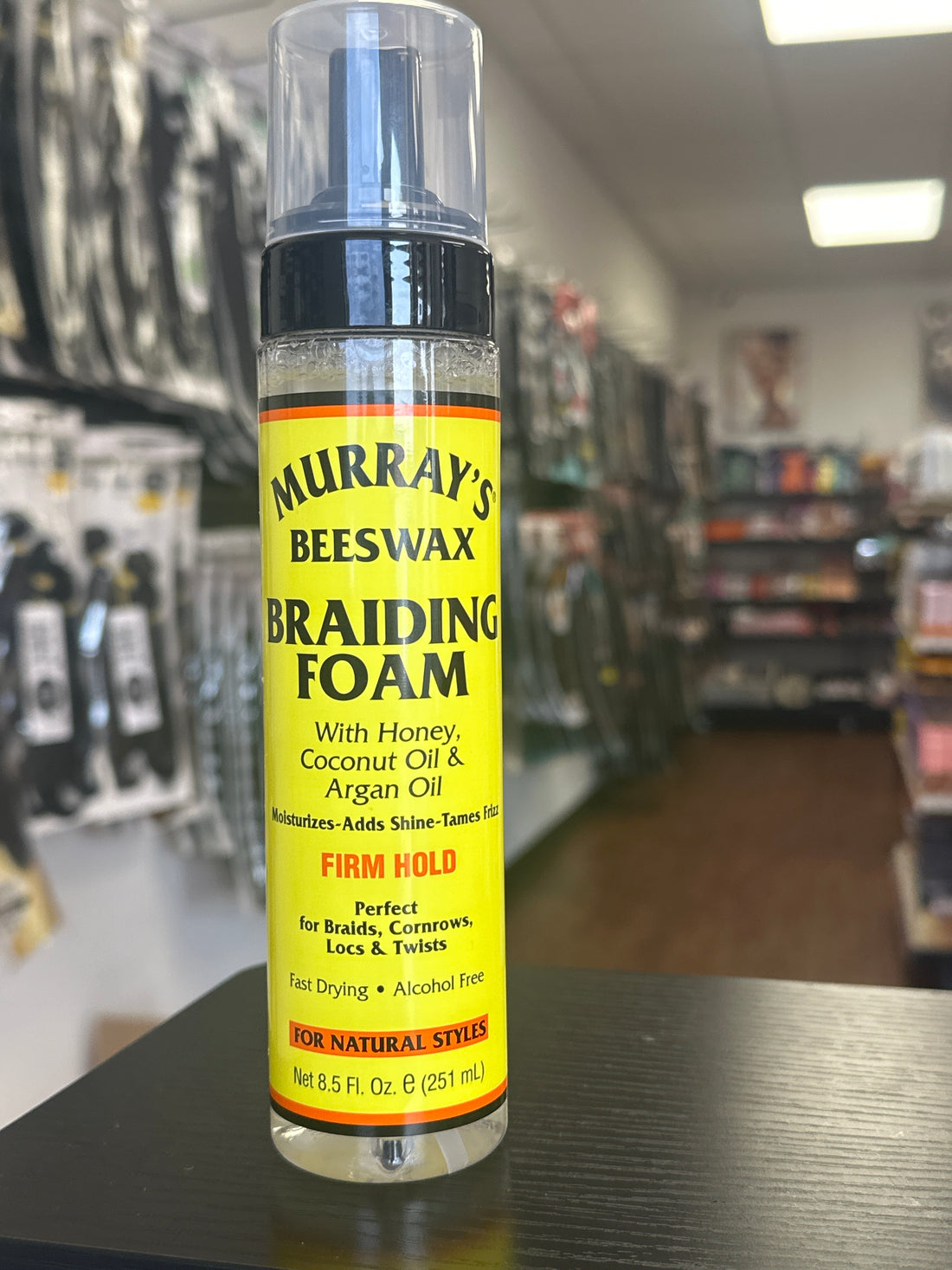 Murray beeswax braiding foam with coconut oil and argon oil, firm hold ￼