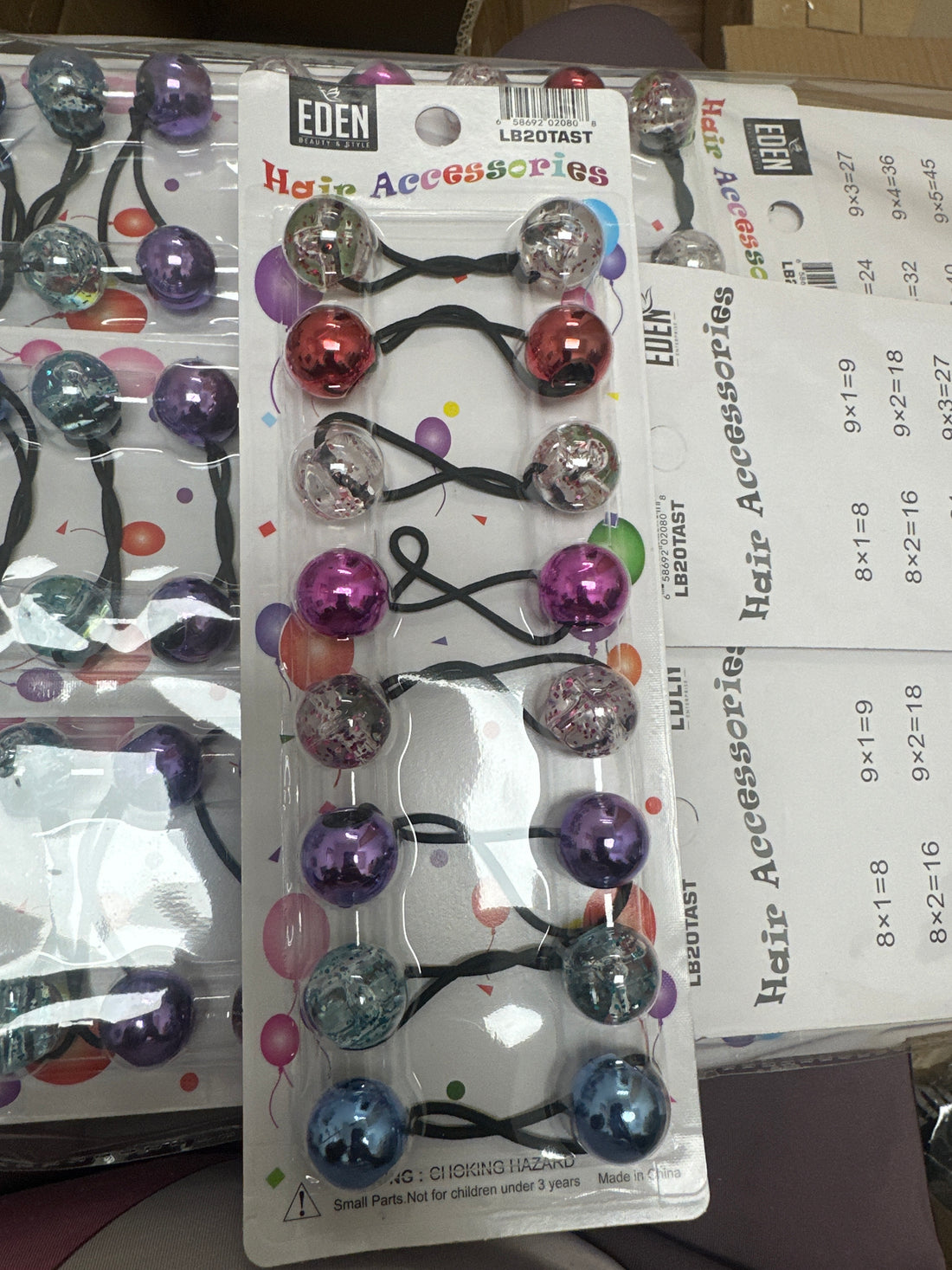 Eden Twin Bead Ball Ponytail Holder Multicoloured