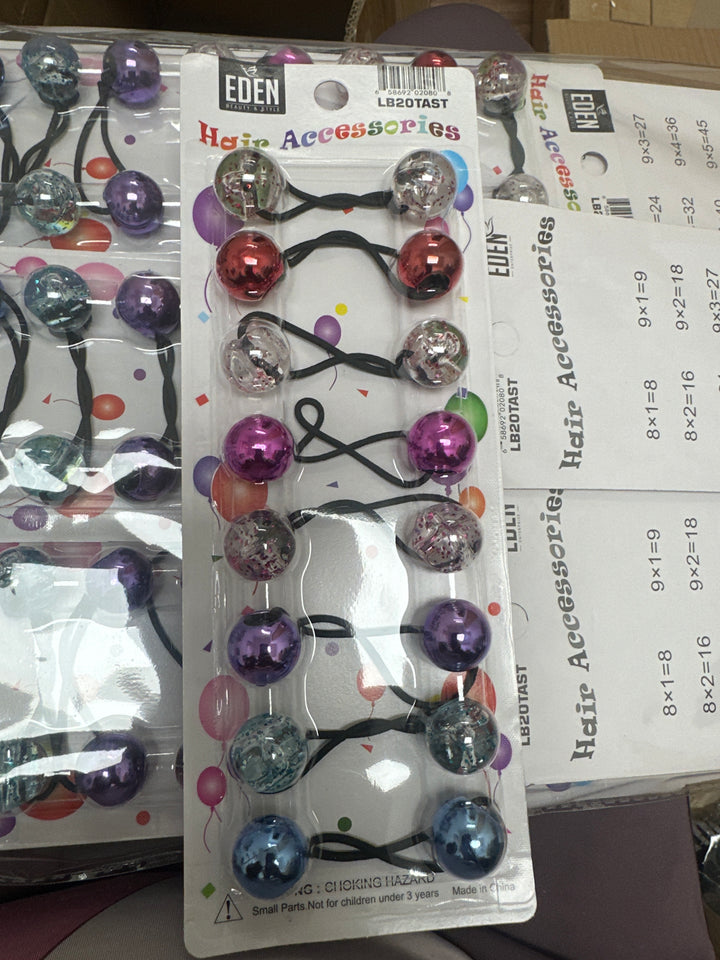 Eden Twin Bead Ball Ponytail Holder Multicoloured