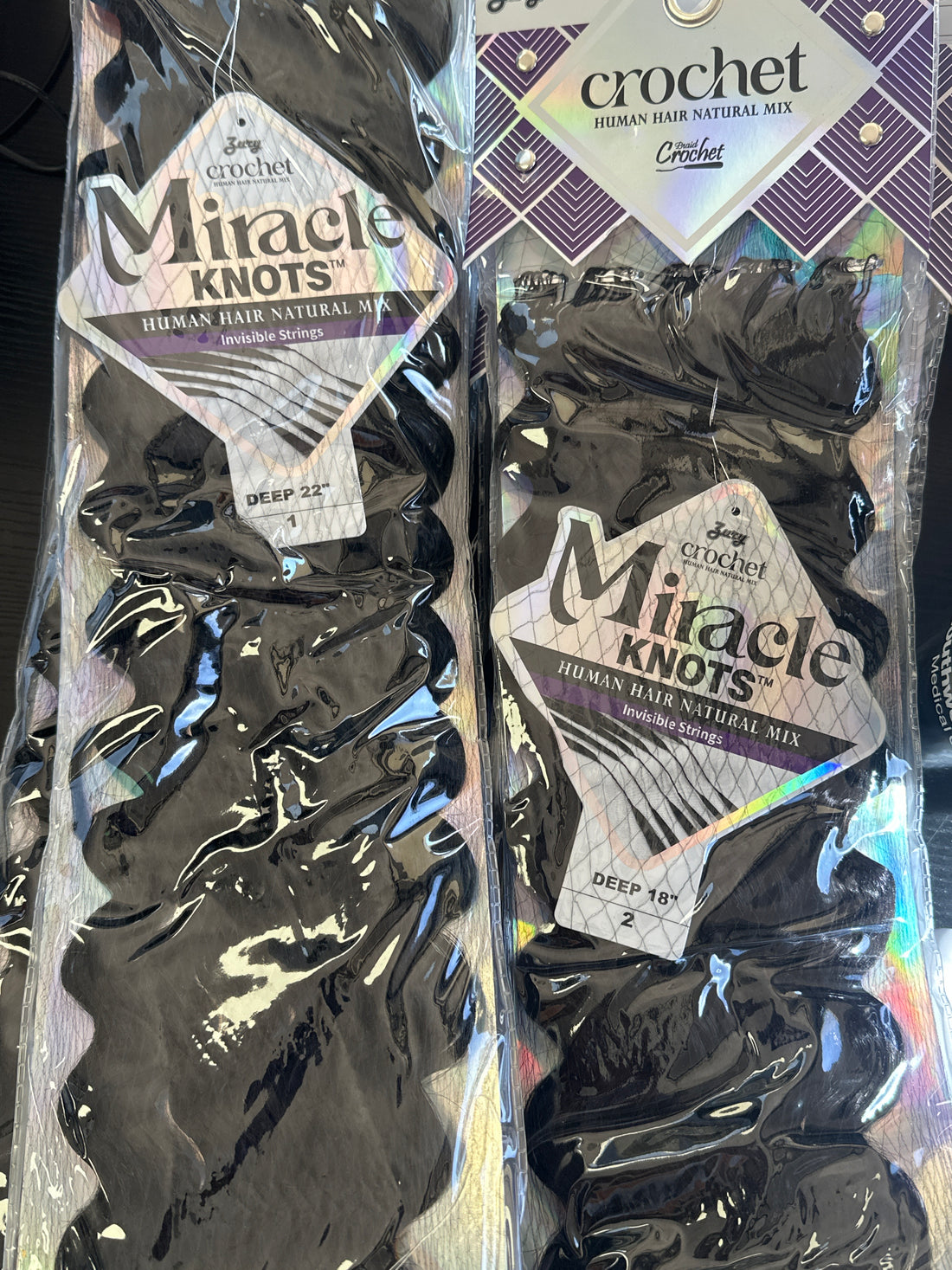 Zury Crochet Human Hair Mix Miracle Knots #1 22” Deep Wave