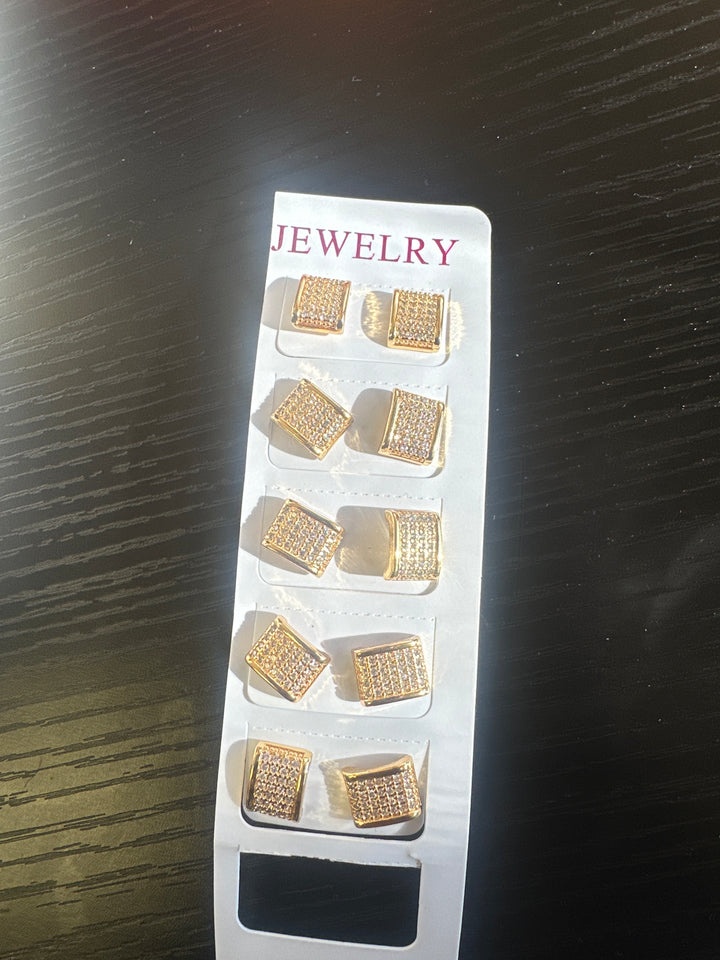 Gold large Stud Earrings Pair (each)