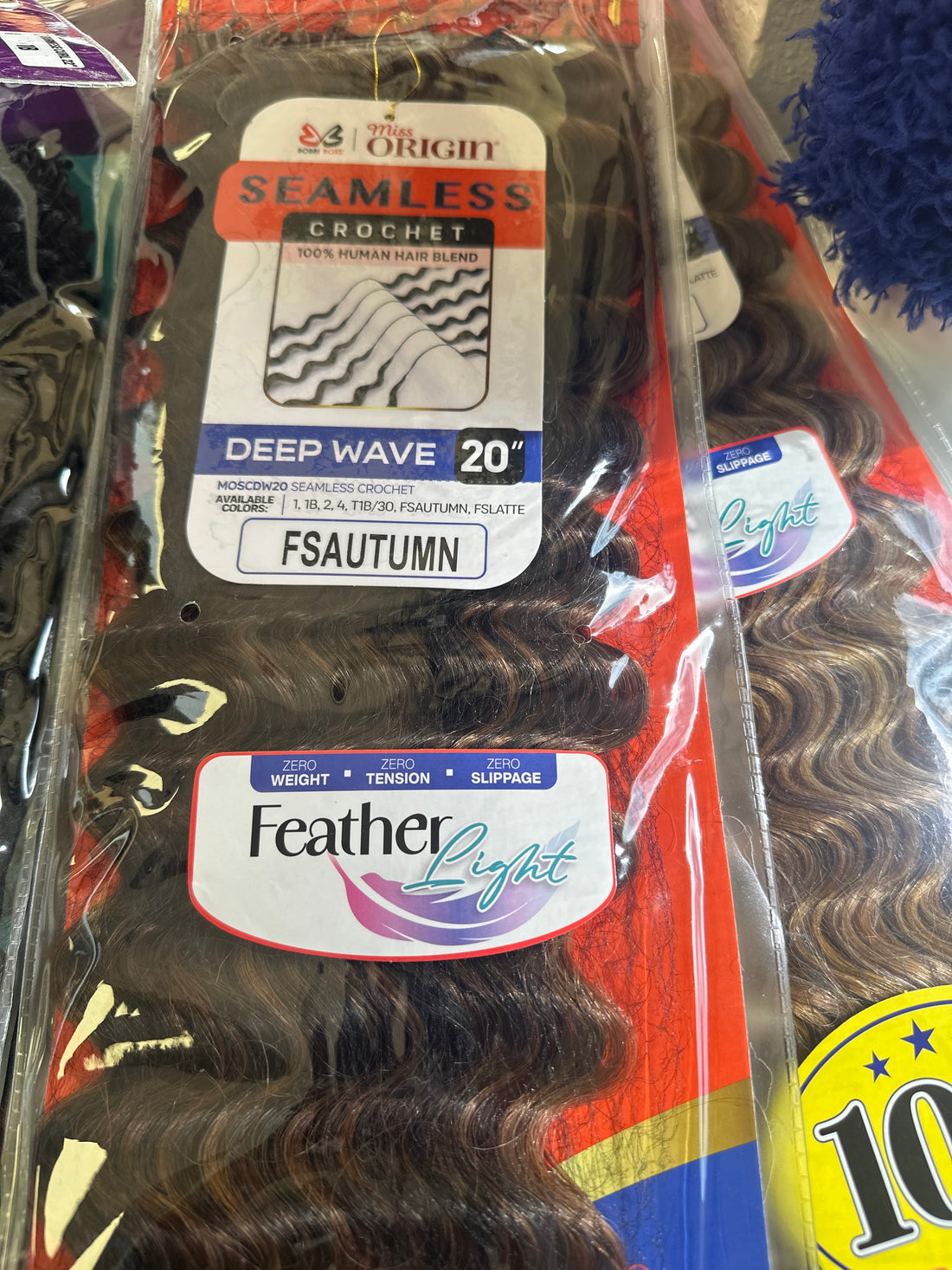 Miss Origin Seamless crochet hundred %  human hair blend deep wave 20” (FSAUTUMN)