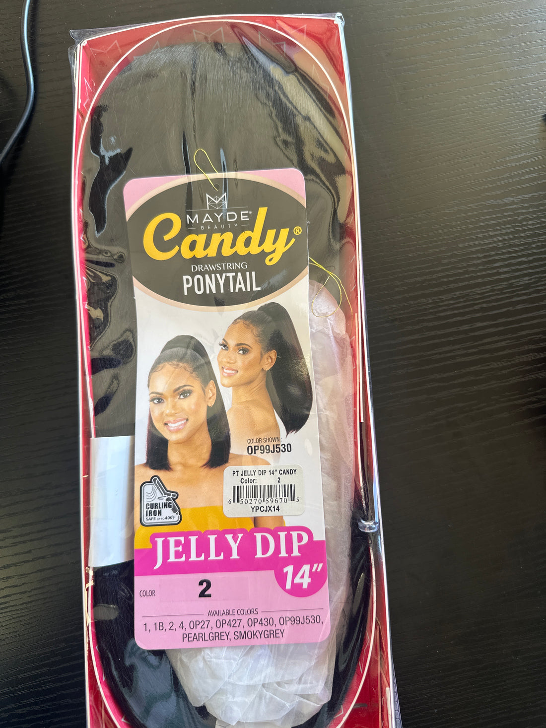 MAYDE Beauty Candy Drawstring Ponytail:Jelly Dip #2, 14”