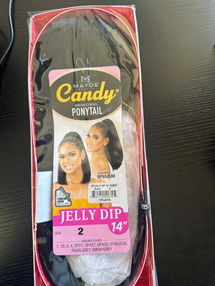MAYDE Beauty Candy Drawstring Ponytail:Jelly Dip #2, 14”