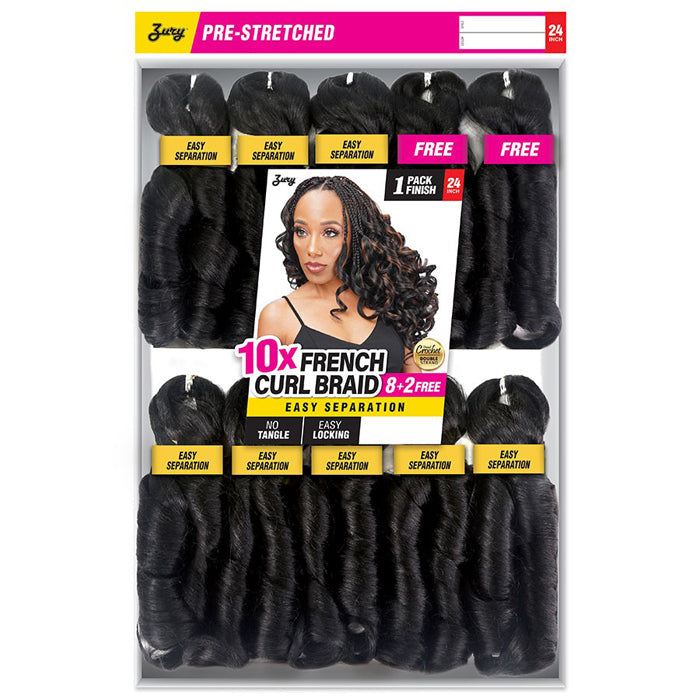 Zury 10x French Curl Prestretched Hair Extensions #1B “24