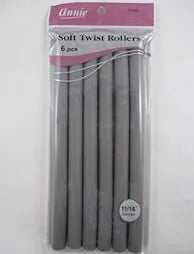 ANNIE #1209 SOFT TWIST ROLLERS 10" 11/16" DIA 6 CT GRAY