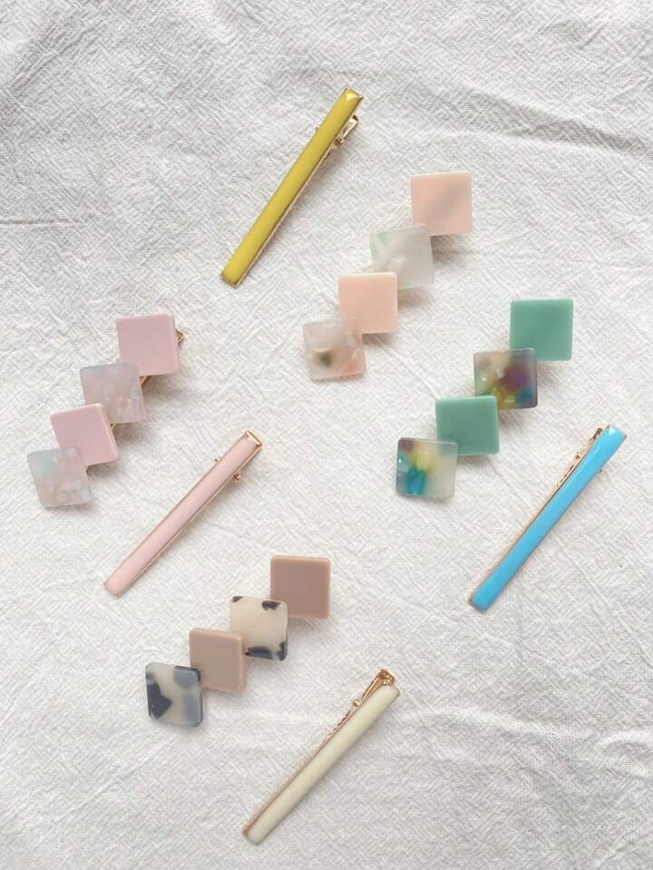 Acrylic Resin Fashion Hair Clips Set