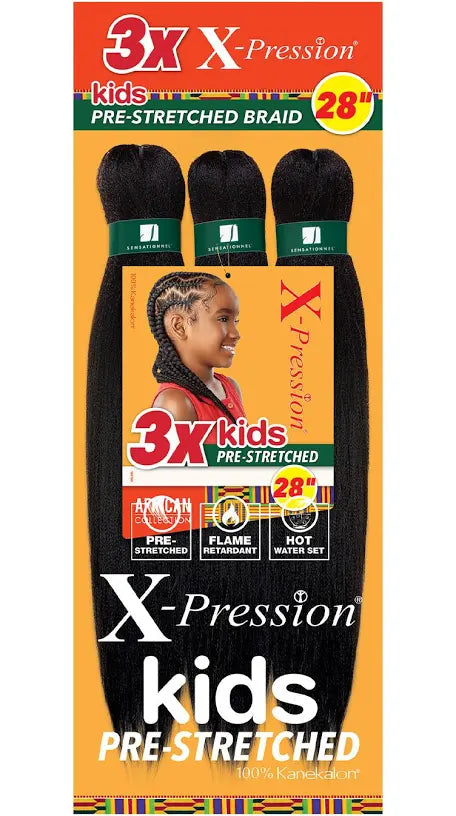 X-Pression 3x Kids Pre-Stretched Braid 28”