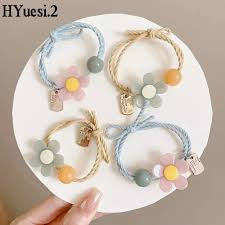 Colorful Acrylic Flower Charms Hair Ties