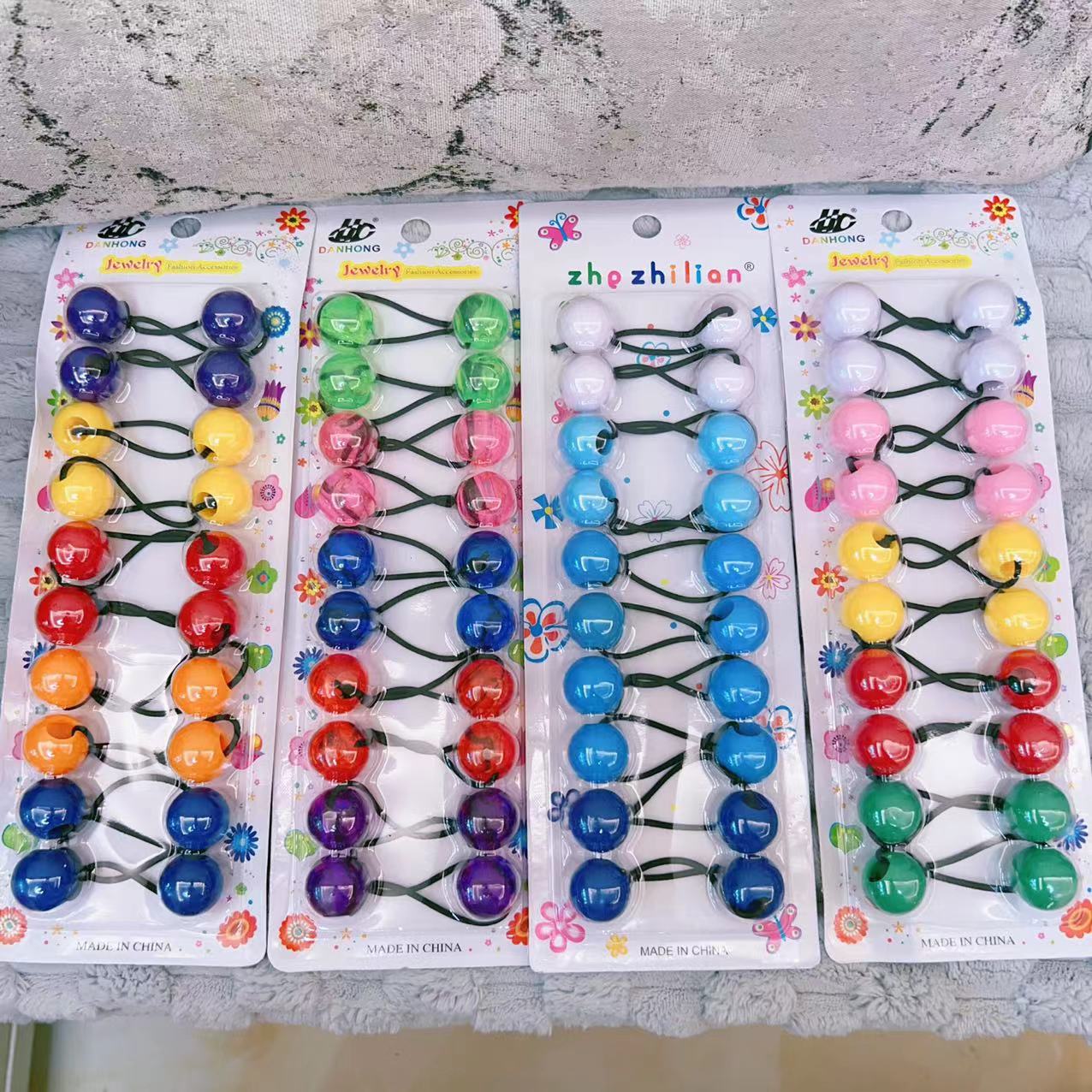 Eden Twin Bead Ball Ponytail Holder Multicoloured