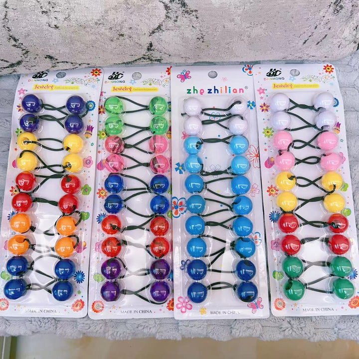 Eden Twin Bead Ball Ponytail Holder Black