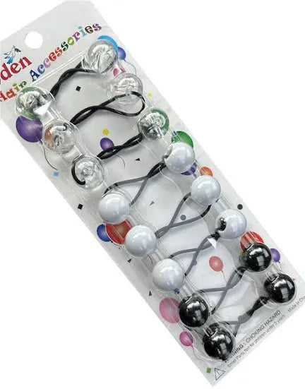 Eden Twin Bead Ball Ponytail Holder Black