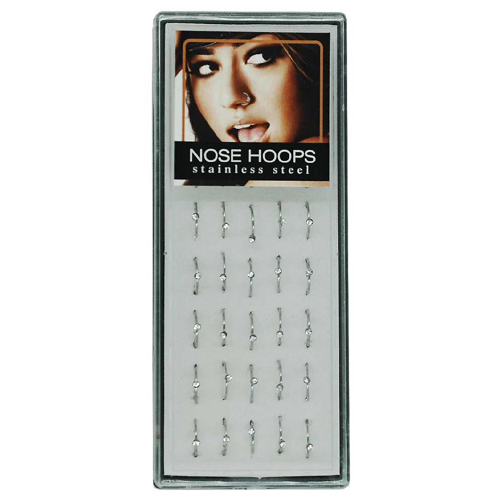 Nose Hoops Stainless Steel Gold + Rhinostone