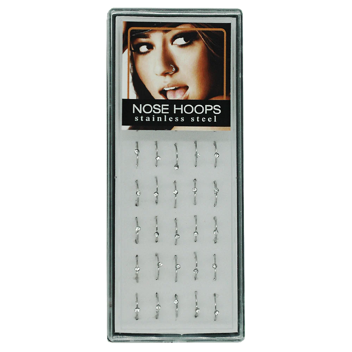 Nose Hoops Stainless Steel + Rhinostone